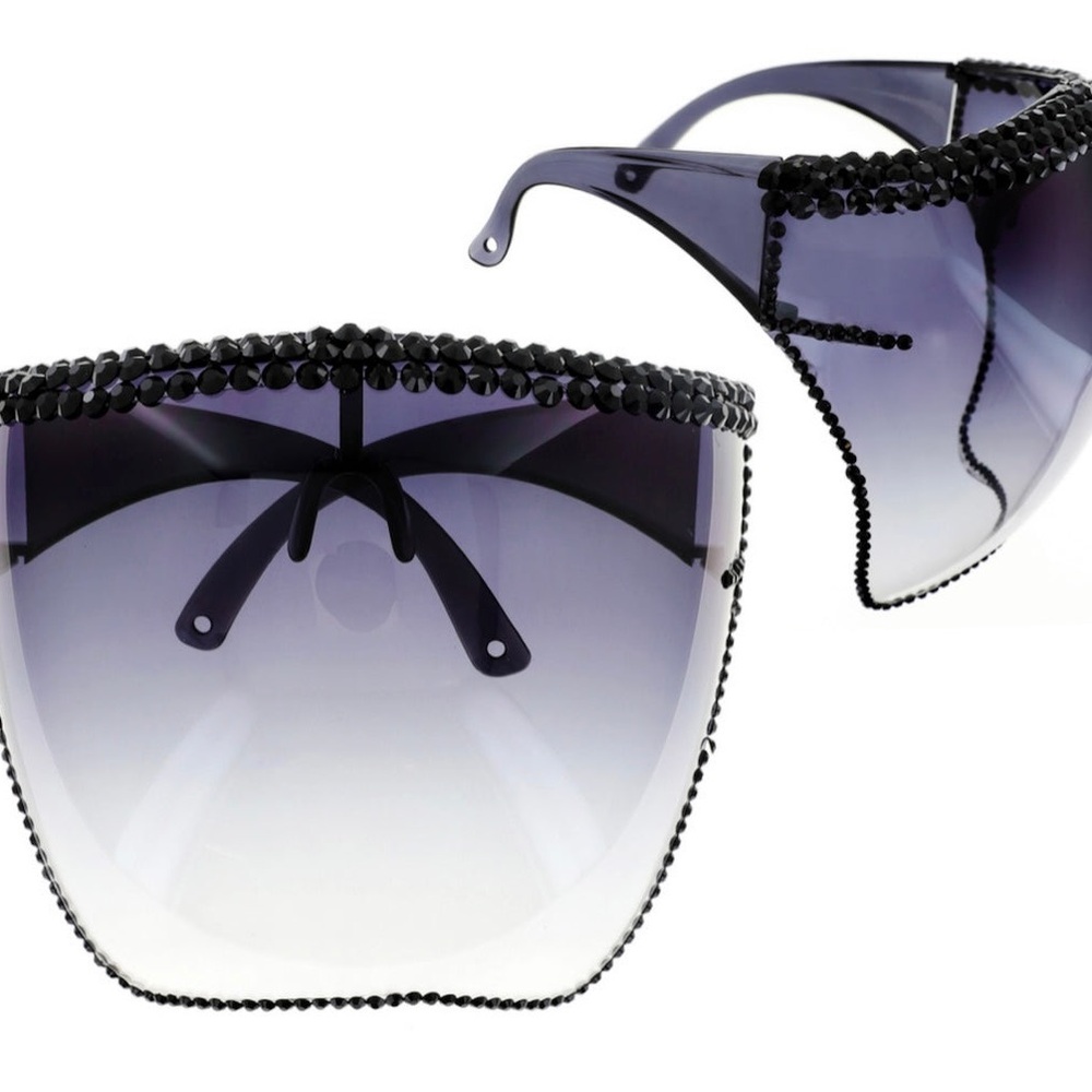 Black Beaded Women's Tinted shield
